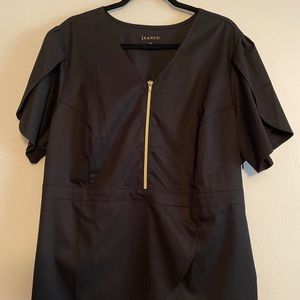 Jaanuu Plus Size Black Scrub Top